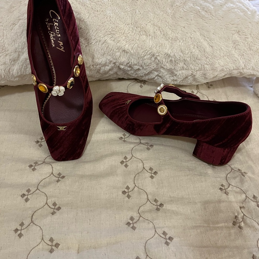 Circus by Sam Edelman Elaine block heel Mary Jane in burgundy. - Picture 4 of 5